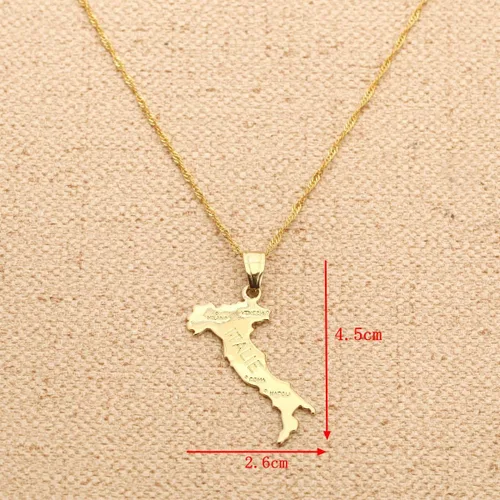 Vista 2 de Collar chapado en oro de 18 quilates con diseño de mapa de Italia para italiano, Latón