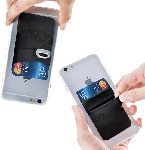 Vista 9 de Hoblaze Cartera para teléfono con correa para el dedo, soporte elástico para tarjetas de crédito para la parte posterior del teléfono, tarjetero