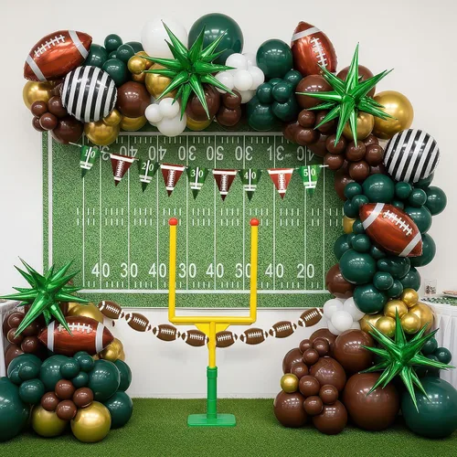 Vista 8 de Decoraciones de fiesta de fútbol y con poste de portería de fútbol, globos de aluminio para niños y adultos, tema deportivo, cumpleaños, día