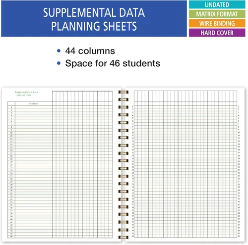 Vista 5 de Plan de lecciones para profesores de 6 periodos, días en vertical al costado (W202), Woodgrain