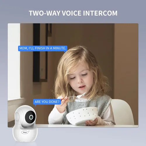 Vista 8 de N_EYE Cámara de seguridad WiFi para el hogar, monitor de bebé, cámara IP inalámbrica con visión nocturna, almacenamiento en la nube de audio
