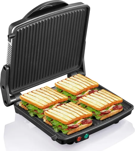 Vista 2 de Yabano Paquete de parrilla de prensa Panini y picadora de carne eléctrica