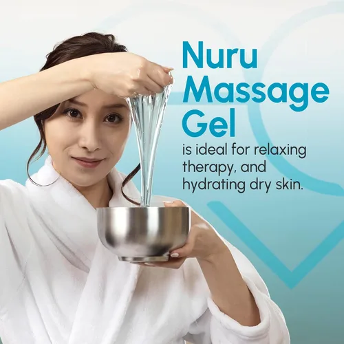 Vista 5 de Nuru Gel de masaje (8.45 onzas líquidas) A base de agua Sin parabenos ni glicerina Formulado con algas marinas naturales, té verde, extracto