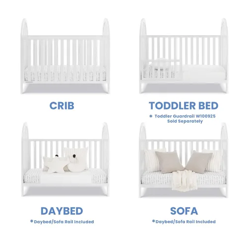 Vista 4 de Delta Children Milano - Cuna convertible 4 en 1, certificada Greenguard Gold, color blanco Bianca