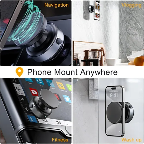 Vista 8 de Soporte magnético de vacío eléctrico para teléfono, soporte de ventosa inteligente con sello automático con imán N55, soporte manos libres ajustable