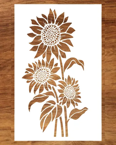 Vista 7 de Plantilla de margarita, plantillas florales para pintar sobre madera, papel, tela, muebles, plantillas para manualidades, reutilizables para arte