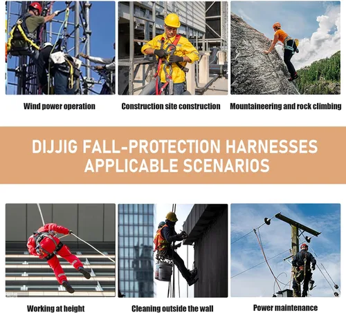 Vista 7 de DIJJIG Arneses de seguridad de protección contra caídas Arnés de construcción para techos de cuerpo completo Arnés de ajuste de 5 puntos acolchado
