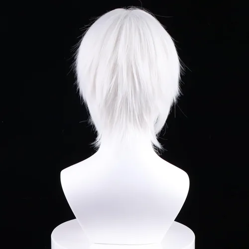 Vista 30 de Peluca corta de pelo sintético para hombre, color naranja