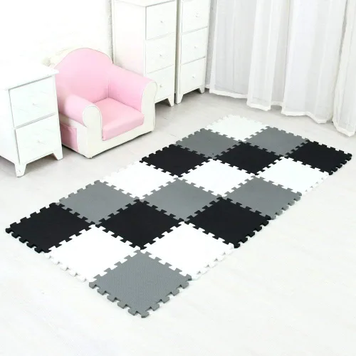 Vista 2 de Tapetes de juego para bebe, tapete de espuma en forma de rompecabezas para ejercicio, hogar y equipo de gimnasio, juguete suave para bebe Blanco