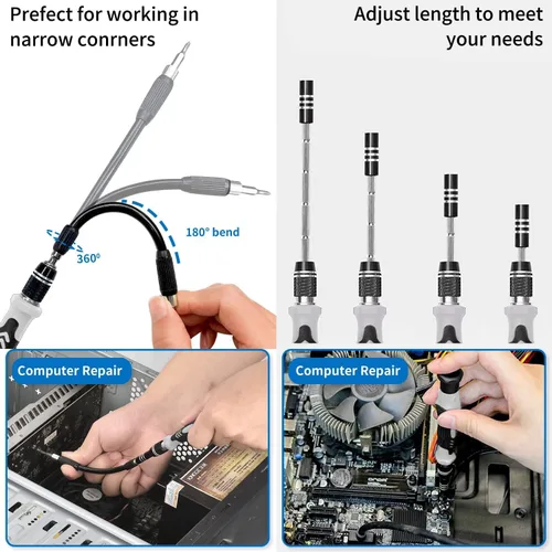 Vista 3 de Kit de herramientas de construcción de PC 140-IN-1: Kit de herramientas para computadora para reparación y montaje, juego de destornilladores