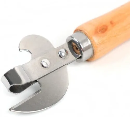 Vista 7 de Utensilios de cocina de acero inoxidable Tapa multifuncional Remov-e corte lateral manual abrelatas con mango de madera