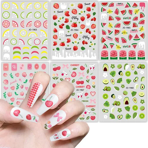 Vista 14 de Calcomanías de arte de uñas de flores, holográficas 5D en relieve de flores en relieve de corazón, calcomanías autoadhesivas para uñas, decoración