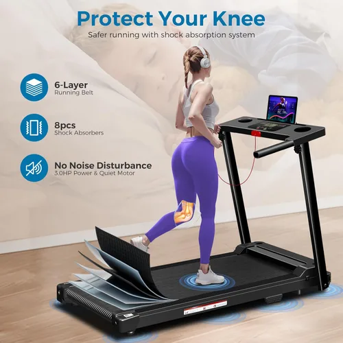 Vista 10 de Aiteid Treadmill with Handles, Small Treadmills for Home, Portable Electric Treadmills for Home 300 lbs Capacity,Walking Pad Treadmill,Lightweight