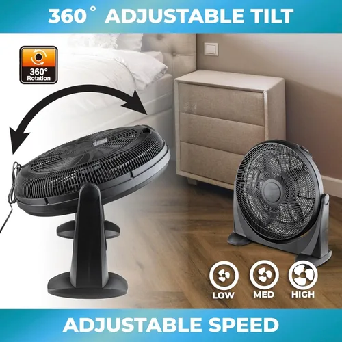 Vista 3 de EZ-CHILL Ventilador de piso de alta velocidad de 20 pulgadas con inclinación ajustable de 180 grados, 3 velocidades, ideal para el hogar, dormitorio