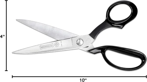 Vista 6 de Mundial Recortadoras dobladas industriales forjadas de 10 pulgadas, cuchillas afiladas, mango negro ergonómico, acabado niquelado pulido, corte