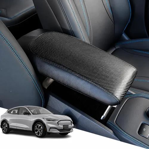 Vista 24 de Great-luck Funda de cuero para consola central, almohadilla para reposabrazos, accesorios de cubierta de caja (costuras rojas) para BMW X1 2023 2024