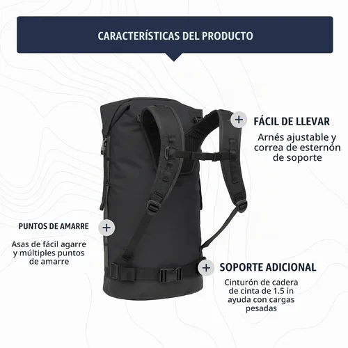 Vista 4 de Sea to Summit Big River Dry Mochila con arnés, 50 litros, color negro