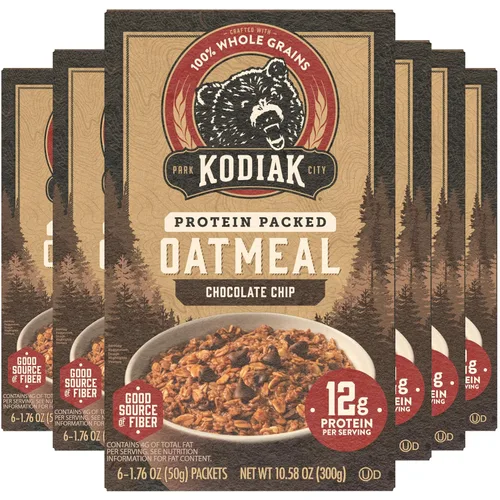 Vista 10 de Kodiak Cakes Paquetes de avena instantánea, manzana y canela, alto contenido en proteínas, 100% granos integrales, 6 cajas con 6 paquetes cada una