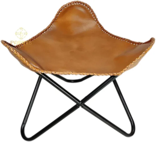 Vista 7 de Pie plegable de mariposa de cuero Acento de salón, camping, caminar, caza, senderismo, pesca, viajes (beige)