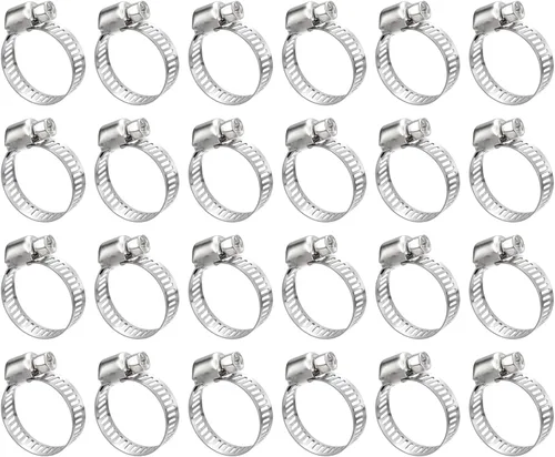 Vista 6 de uxcell Abrazadera de manguera de engranaje helicoidal, 12 abrazaderas de manguera de acero inoxidable ajustables de 1 a 1 1/2 pulgadas para asegurar
