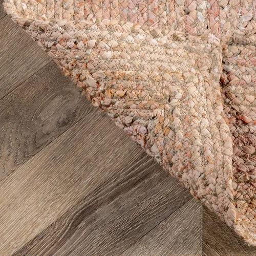 Vista 8 de nuLOOM Alfombra decorativa trenzada a mano de mezclilla y yute, 3x5, beige
