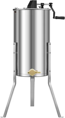 Vista 9 de VEVOR Extractor de miel, extractor manual de miel de 2 marcos con tapa transparente, tambor giratorio de acero inoxidable con soporte ajustable
