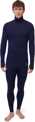Vista 8 de DANISH ENDURANCE Merino Wool Half Zip Base Layer Set Men, Top and Bottom Negro