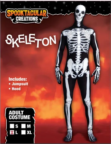 Vista 2 de Spooktacular Creations Body de esqueleto de huesos de Halloween, disfraz para hombre con capucha de esqueleto