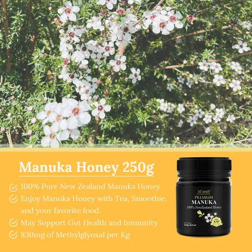 Vista 3 de (3 unidades) Hi Well Premium Manuka 100% miel de Nueva Zelanda MGO 830+ 250g (8.8oz)
