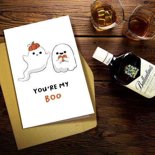Vista 6 de Supoeguk Bonita tarjeta de aniversario de fantasma para marido y esposa, tarjeta de Halloween con texto en inglés «You Are My Boo para él y ella»