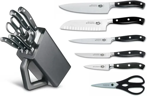 Vista 2 de Victorinox Grand Maître - Bloque para cuchillos, incluye 6 cuchillos forjados, almacenamiento de cuchillos, elegancia, color negro