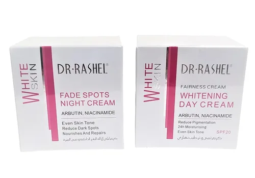 Vista 2 de Dr Rashel Fade Dark Spots Crema facial de día y crema de noche con arbutina y niacinamida (paquete de 2) tarros de 1.76 onzas