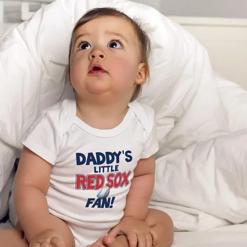 Vista 3 de NanyCrafts Baby's Daddy's Little Red Sox Fan Body Body para bebé Red Sox Fan