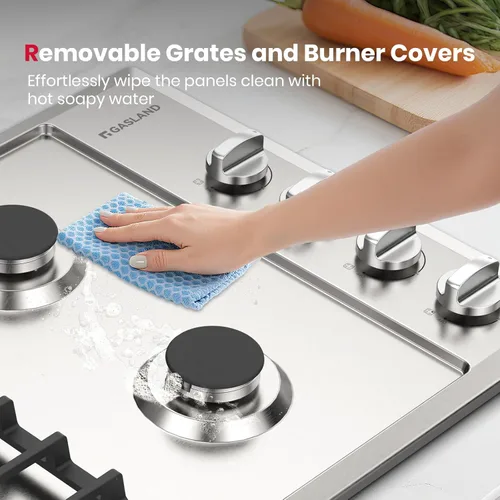Vista 4 de GASLAND Cocina de gas de 30 pulgadas con 4 quemadores PRO GH2304SS, cocinas de gas NG/GLP convertibles a gas natural y propano, encendido