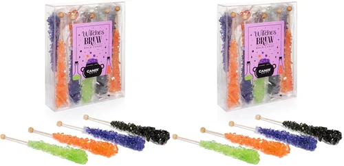 Vista 8 de Candy Envy - Witches Brew Rock Candy Sugar Sticks - 10 golosinas de cristal envueltas individualmente - Temática de Halloween