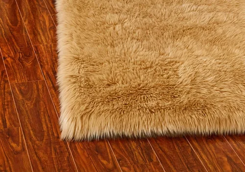 Vista 3 de LAMBZY Alfombra rectangular de piel de oveja sintética, súper suave, hipoalergénica, de felpa, lujosa alfombra de felpa sedosa para dormitorios