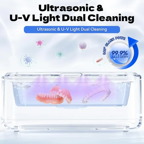 Vista 5 de TEBAL Limpiador ultrasónico de joyería, limpiador de joyas profesional de 50 Khz, máquina ultrasónica para joyas, anteojos, anillos, correa