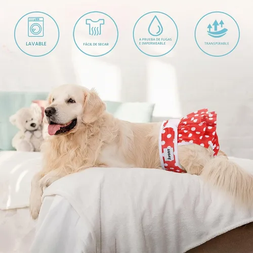 Vista 3 de Avont Paquete de 3 pañales reutilizables para perros hembra-negro/verde