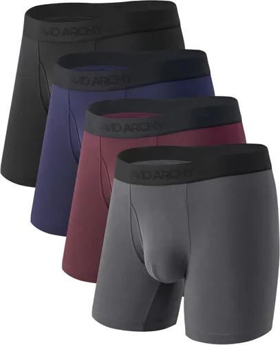 Vista 8 de DAVID ARCHY Calzoncillos tipo bóxer de rayón de bambú para hombre, cintura ancha de 1.5 pulgadas de ancho que no se suben con bolsa extendida