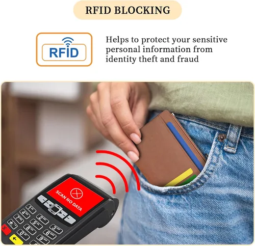 Vista 5 de Hancynir Cartera delgada para mujer con soporte para tarjetas de crédito RFID, pequeña mini funda para tarjetas con bolsillo frontal de PU, cartera
