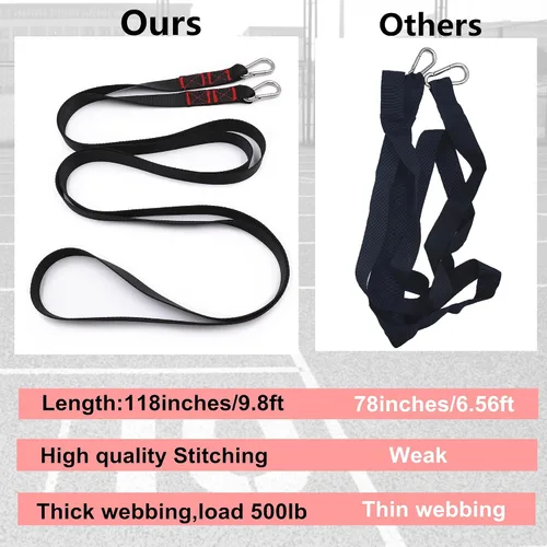 Vista 3 de 2 Piezas Correas de Tracción de Arnés de Trineo de 9.8 Pies, Accesorio de Arnés de Neumático de Trineo para Fútbol Americano Correr Sprint