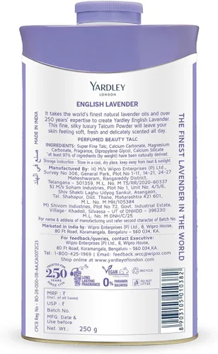 Vista 4 de Talco perfumado Yardley Lavanda inglesa 250 g (8.81 onzas) Paquete de 1
