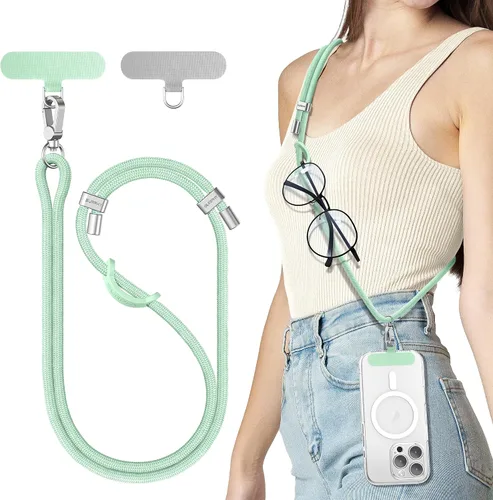 Vista 14 de SURPHY Cordón para teléfono, correa cruzada ajustable para teléfono con 2 pestañas de amarre para teléfono celular, hebillas de metal de alta
