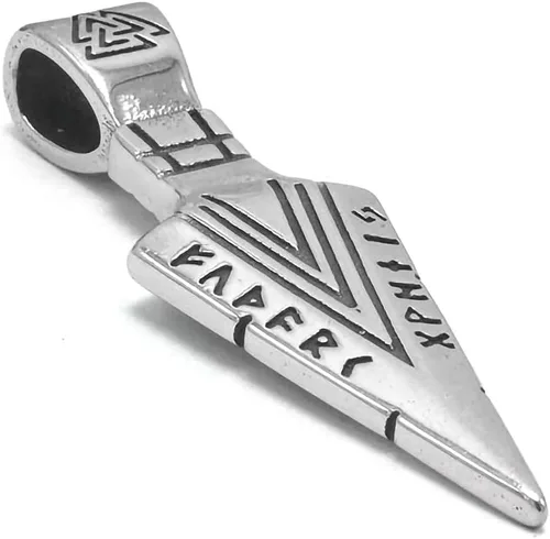 Vista 3 de BAVIPOWER Collar con colgante de cabeza de lanza de Gungnir de Odín de acero inoxidable 316L nórdico escandinavo vikingo joyería para hombre