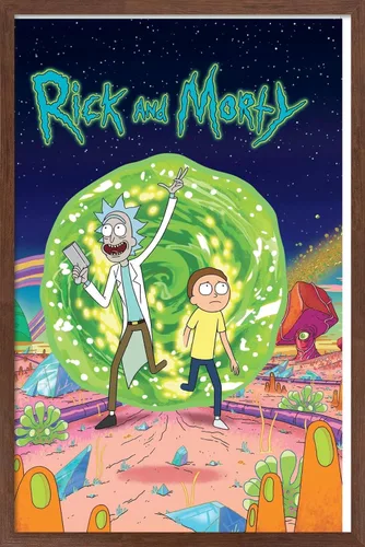Vista 16 de Trends International Rick And Morty - Póster de pared de cubierta, 14.725 x 22.375 pulgadas, versión enmarcada de madera de granero