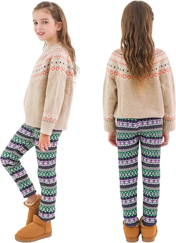 Vista 7 de TODDOR Paquete de 3 leggings cálidos para niñas, leggings de invierno con forro polar grueso para niños, longitud al tobillo, pantalones elásticos