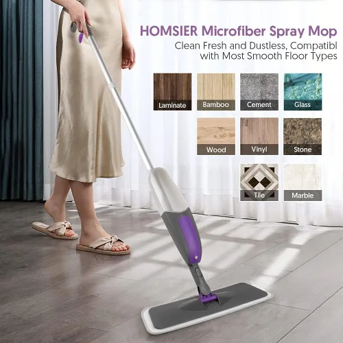Vista 7 de Trapeador de microfibra para limpieza de suelos, con 3 almohadillas lavables, botella recargable de 18.6 fl oz para madera dura, azulejos, mármol
