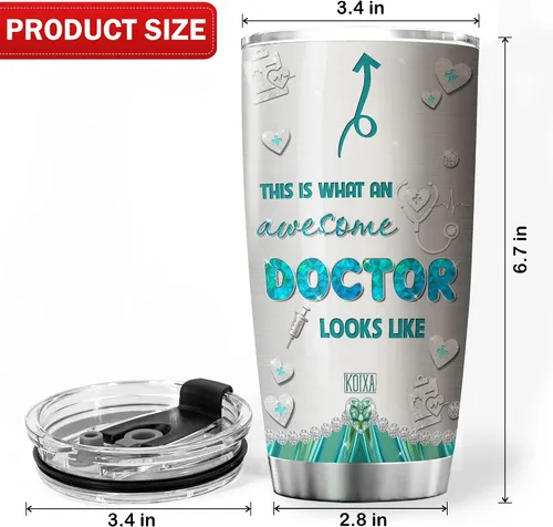 Vista 6 de Vaso personalizado Cool Things For Doctors This Is What An Awesome Doctor Looks Like Taza de acero inoxidable Medical MD regalos para hombres