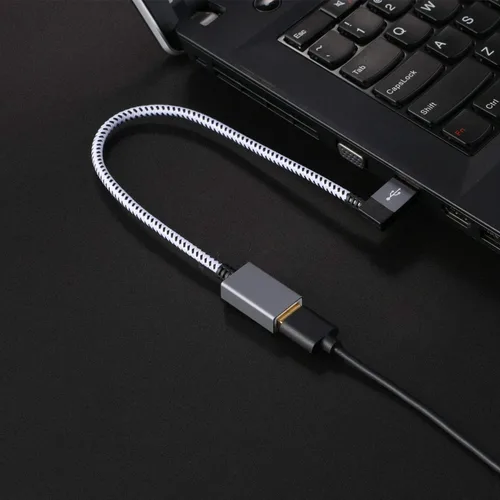 Vista 5 de CableCreation Cable de extensión USB 3.0 corto de 1 pie, cable extensor USB macho a hembra en ángulo izquierdo, USB 3.0 de 90 grados para VR
