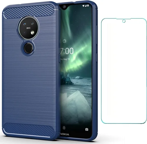 Vista 8 de Asuwish Funda compatible con Nokia 6.2/7.2 y protector de pantalla de vidrio templado, accesorios de celda, funda protectora de TPU suave, fundas